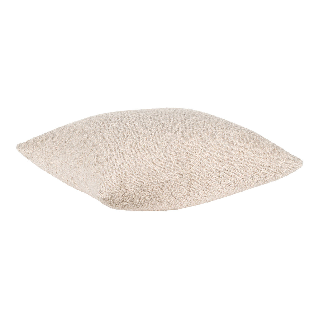 Coussin Savannah bouclé beige 45x45 cm vue de profil volume moelleux