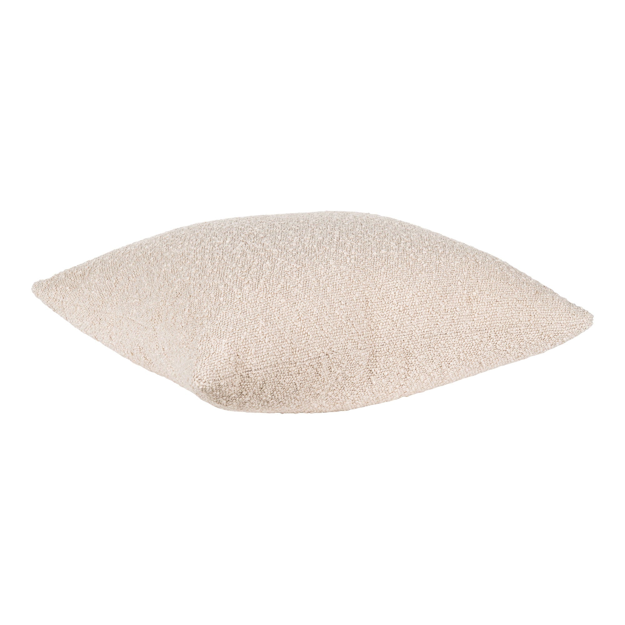 Coussin Savannah bouclé beige 45x45 cm vue de profil volume moelleux