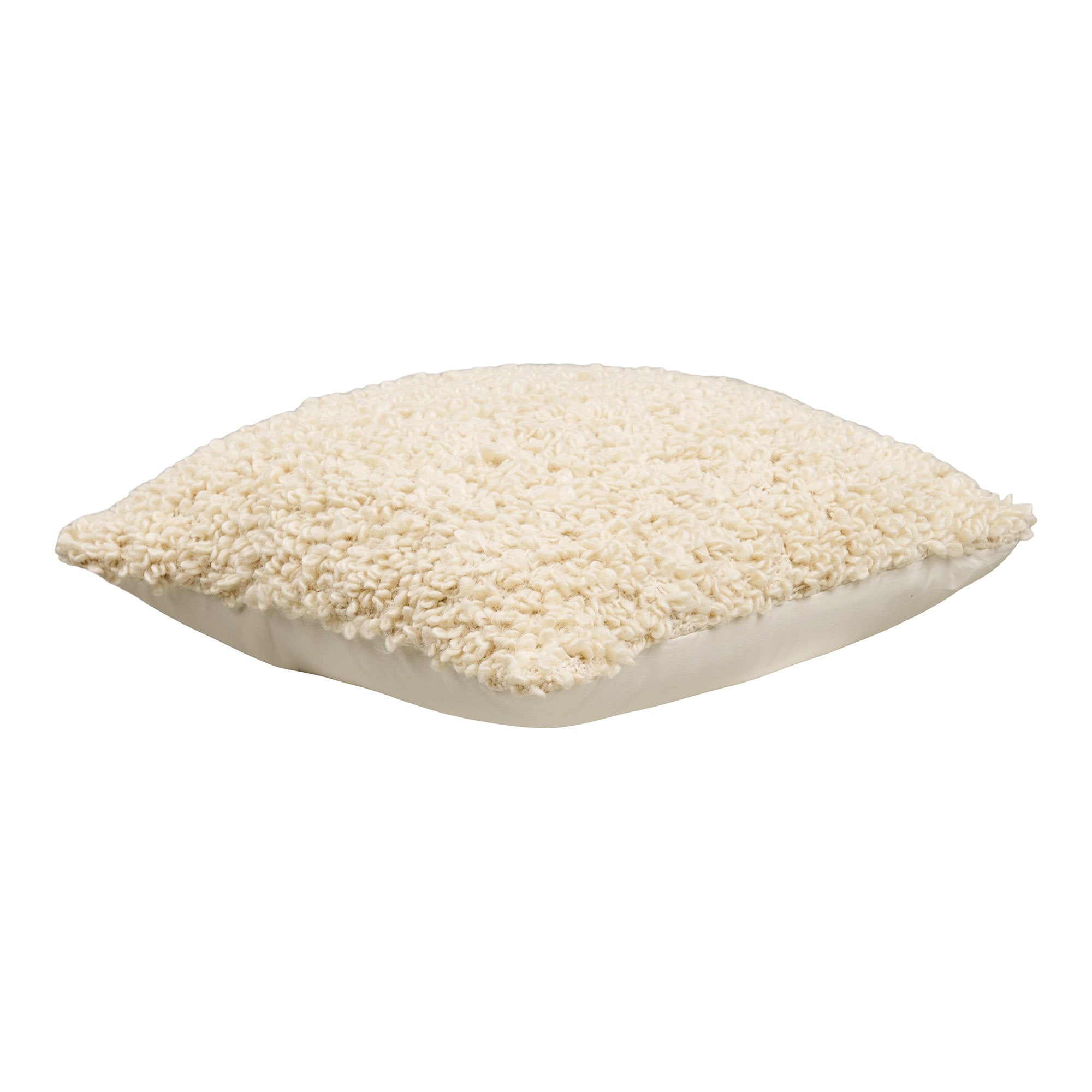 Coussin Tossa bouclé blanc cassé vue de face