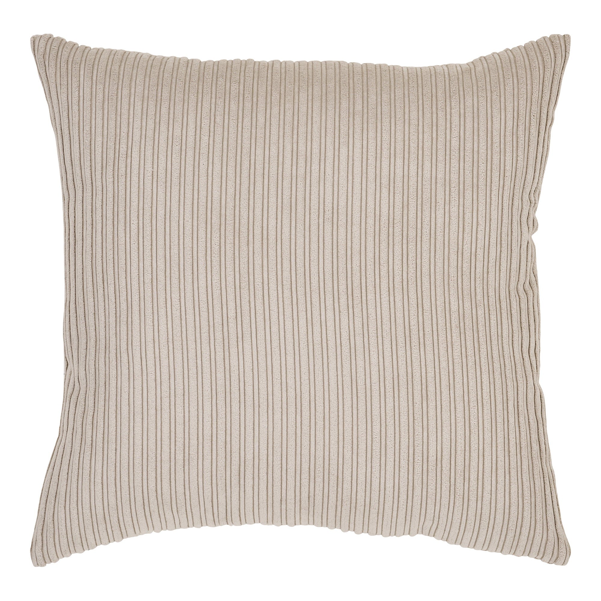 Coussin Kobe velours côtelé sable 45x45 cm côtes verticales relief vue de face