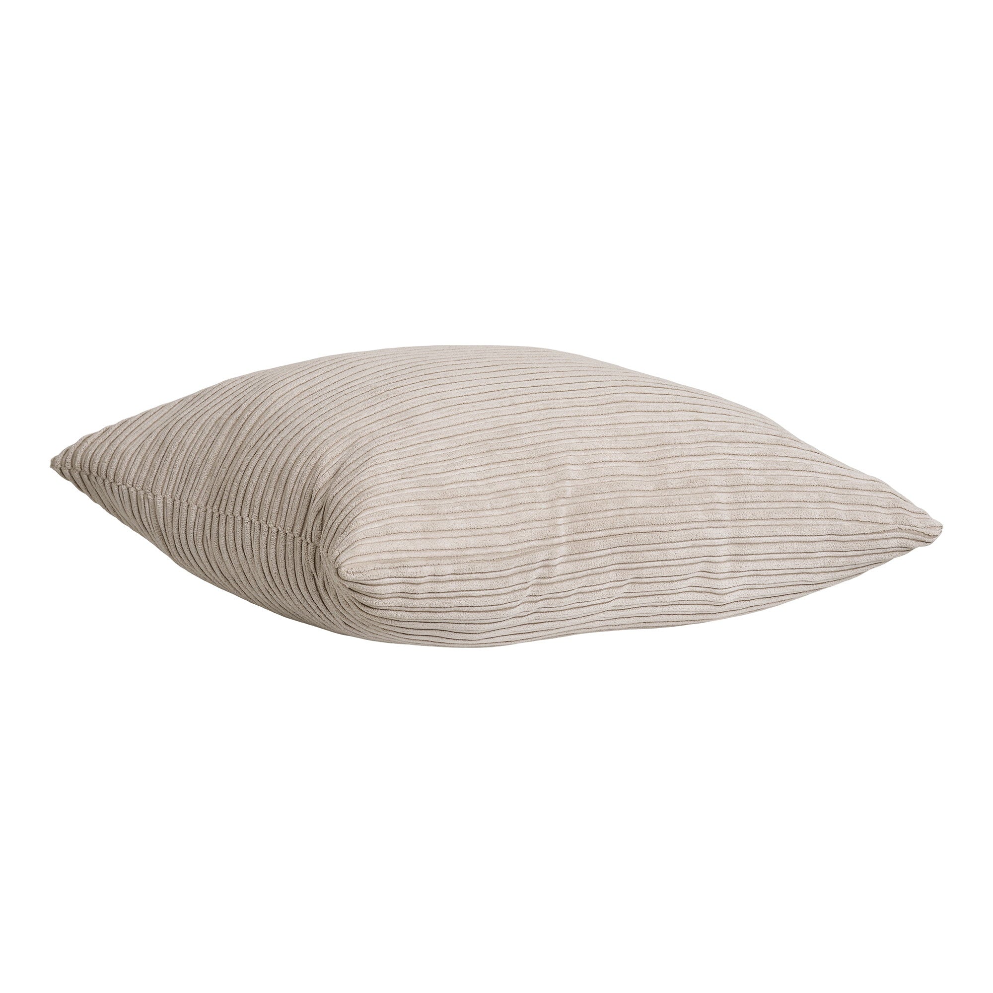 Coussin Kobe velours côtelé sable vue de profil épaisseur rembourrage polyester