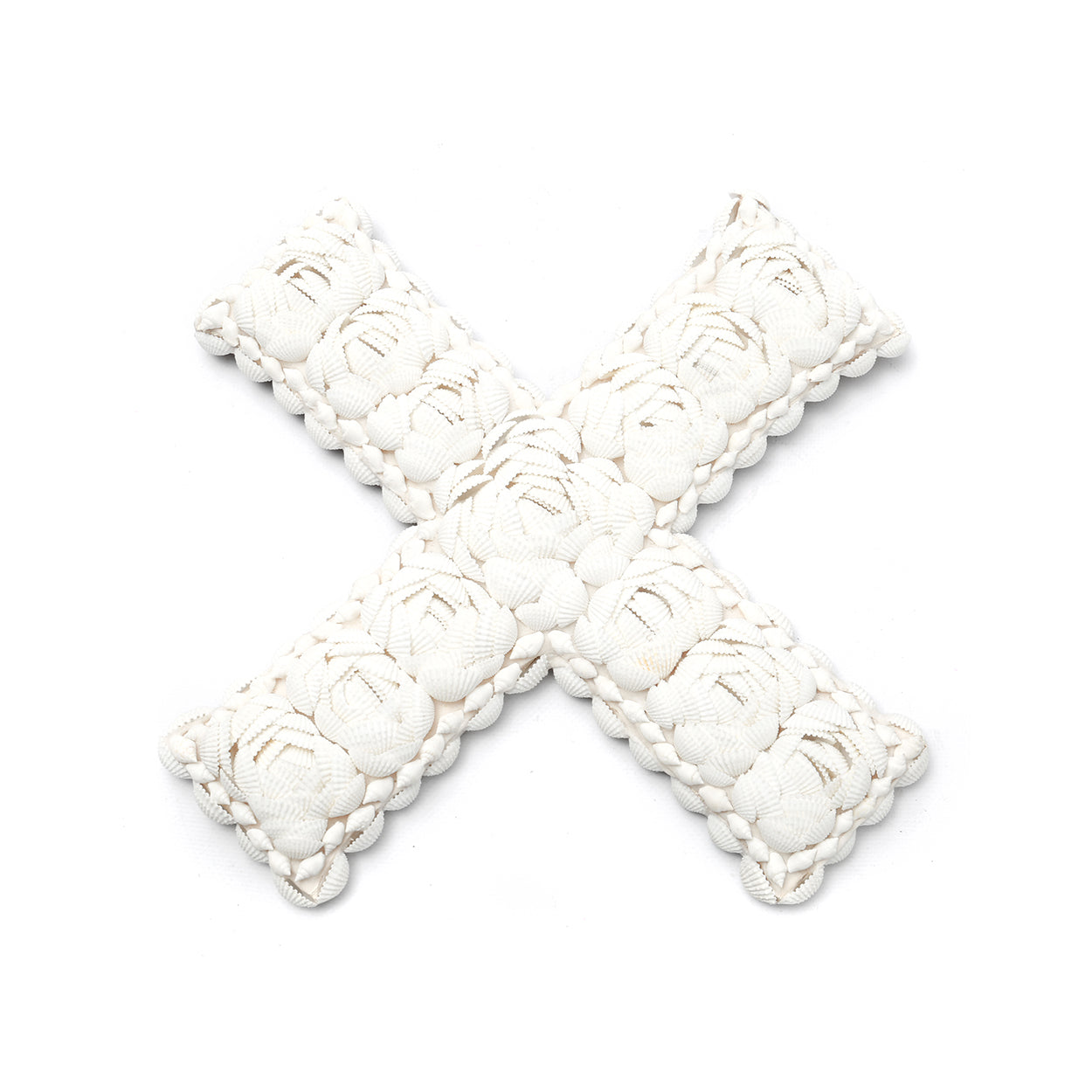 Croix murale Shell X en coquillages blancs 31 cm