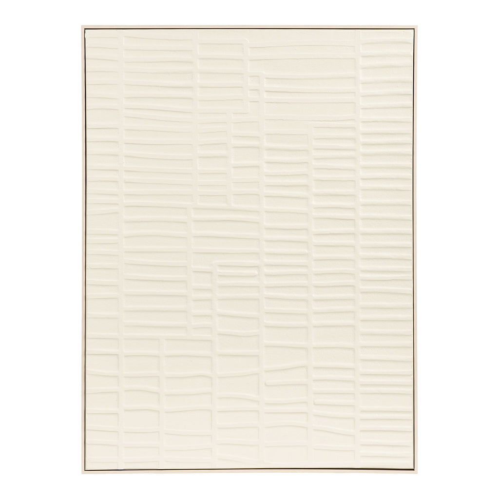 Décoration murale relief Ena blanc cassé motif rectangles texturés 60x80 fond blanc