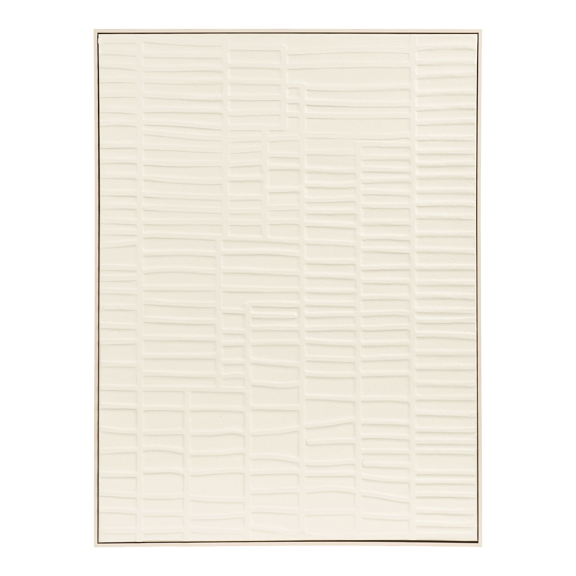 Décoration murale relief Ena blanc cassé motif rectangles texturés 60x80 fond blanc