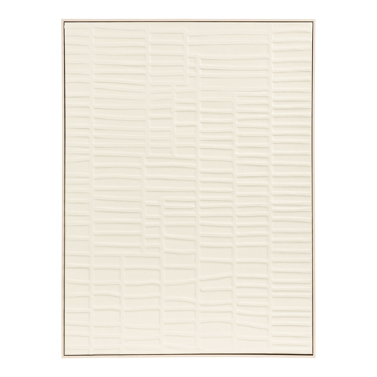 Décoration murale relief Ena blanc cassé vue de face colonnes de rectangles texturés dans un cadre fin assorti