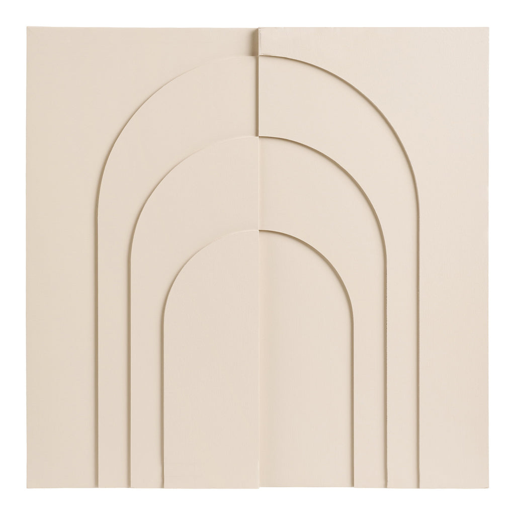 Décoration murale relief Ina arches imbriquées beige sable 60x60 fond blanc