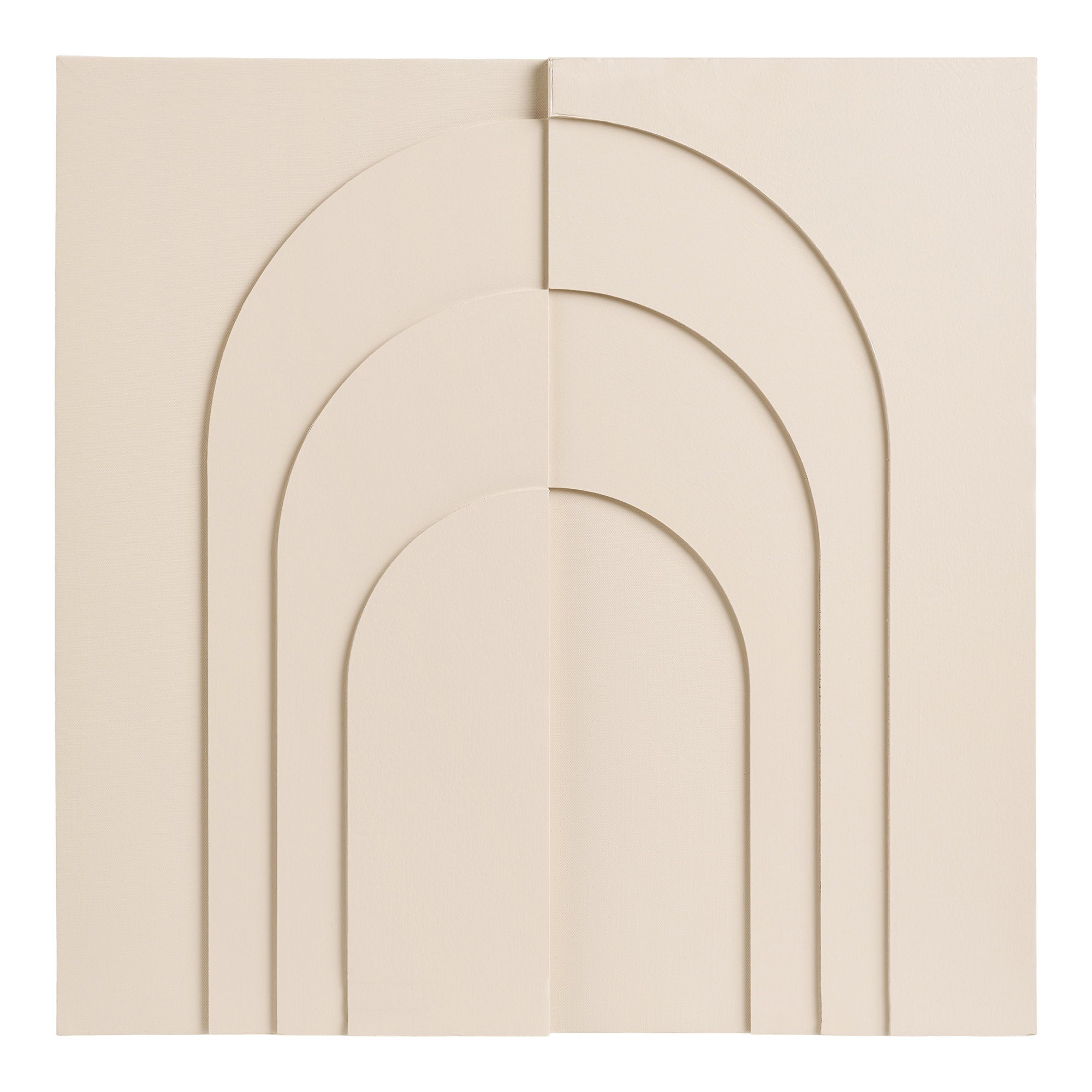 Décoration murale relief Ina arches imbriquées beige sable 60x60 fond blanc