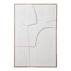 Décoration murale relief Madeline N°2 blanche vue de face arches et courbes imbriquées dans un cadre fin clair