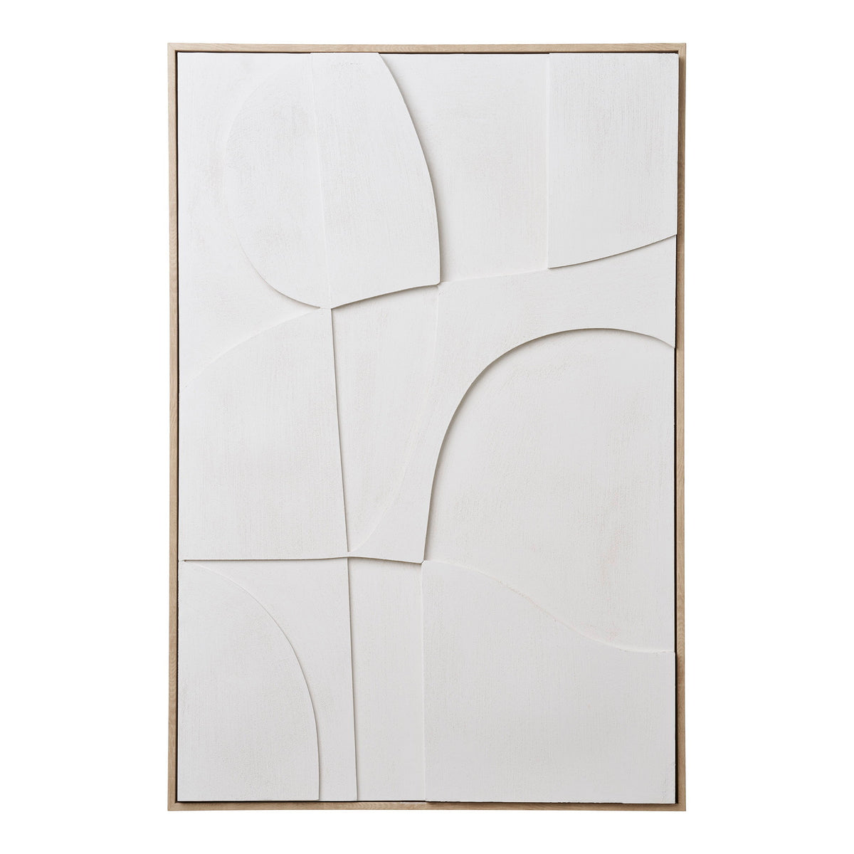 Décoration murale relief Madeline N°2 blanche vue de face arches et courbes imbriquées dans un cadre fin clair