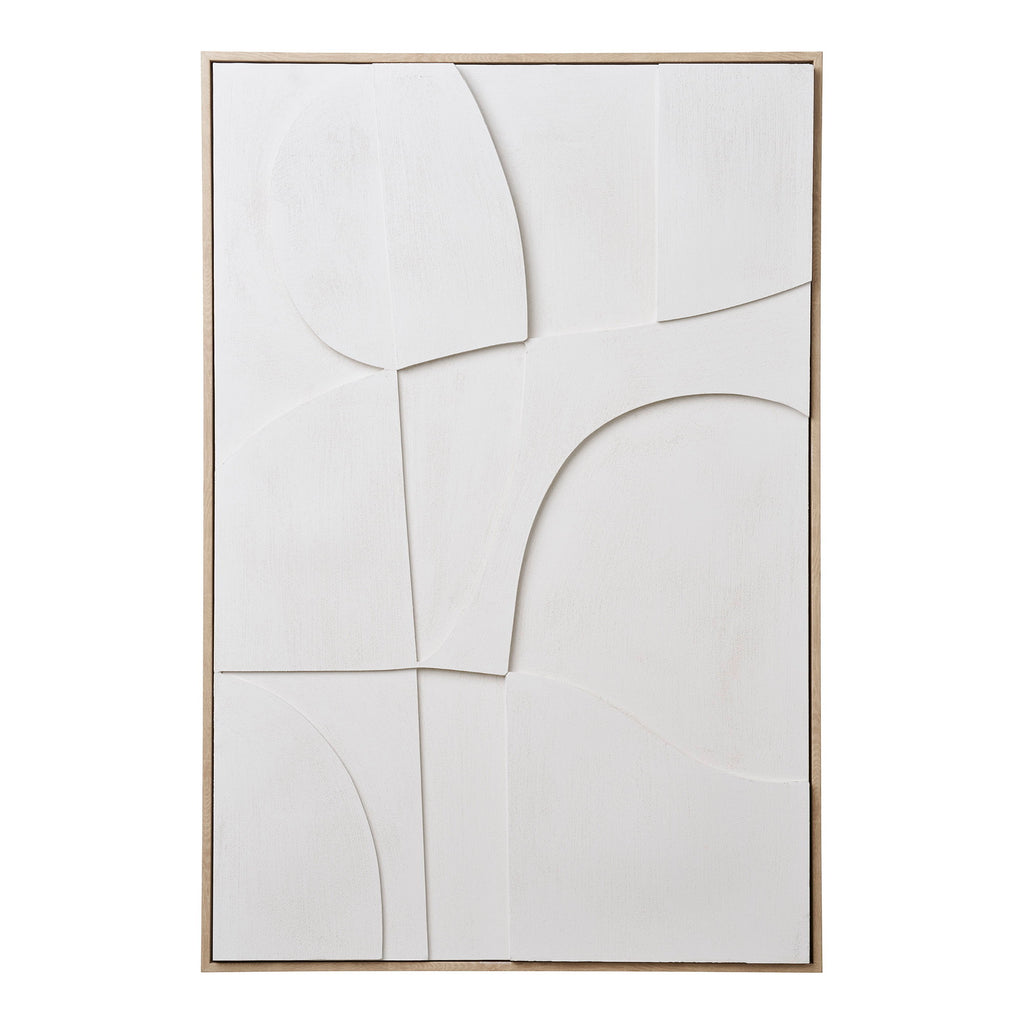 Décoration murale relief Madeline N°2 blanc formes organiques cadre bois 60x90