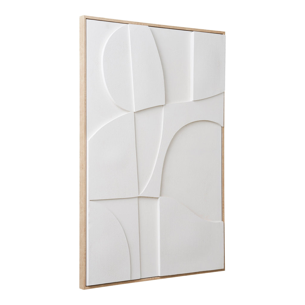 Décoration murale Madeline N°2 blanc vue angle volume relief organique cadre bois