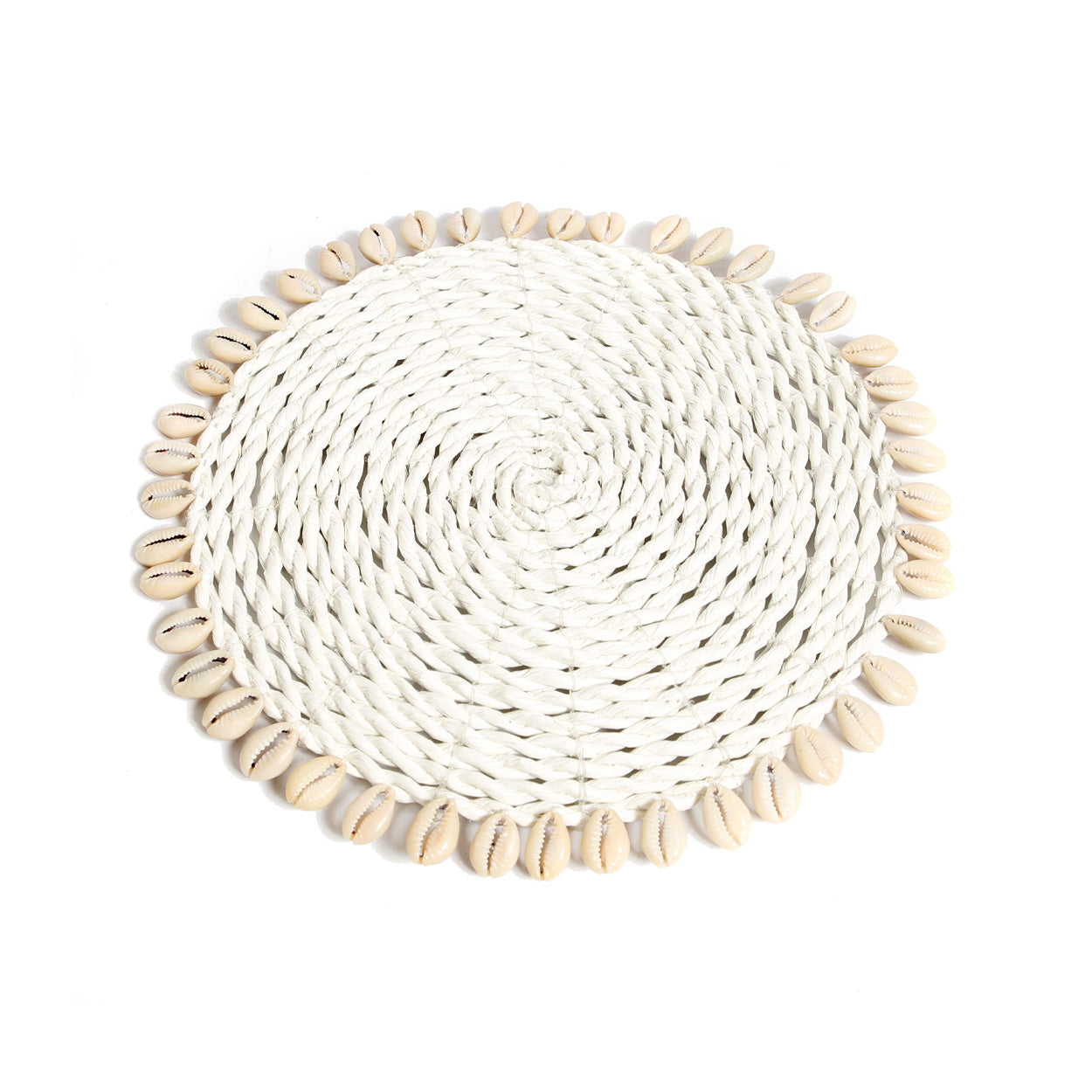 Dessous-de-plat en cordon de jonc de mer et coquillages 23 cm