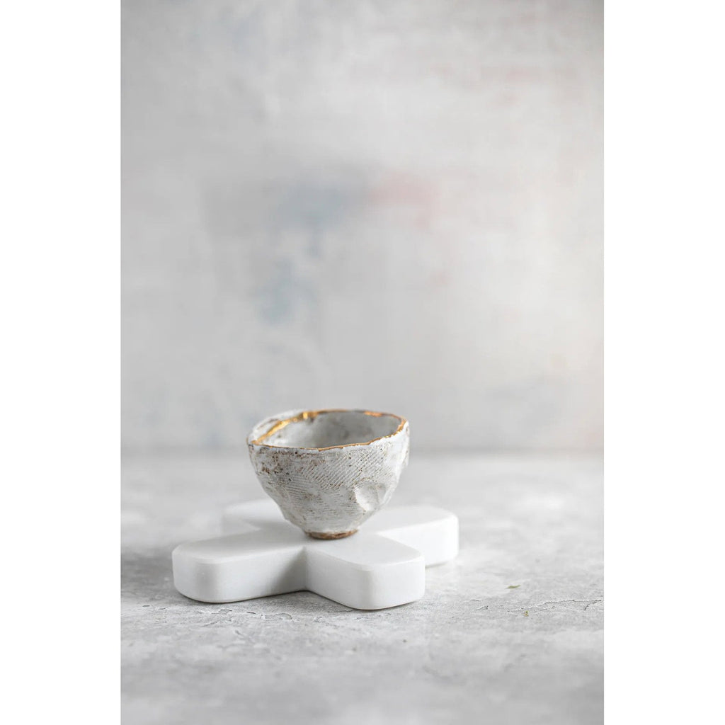 Dessous-de-plat croix en marbre blanc 12 cm, vue 3