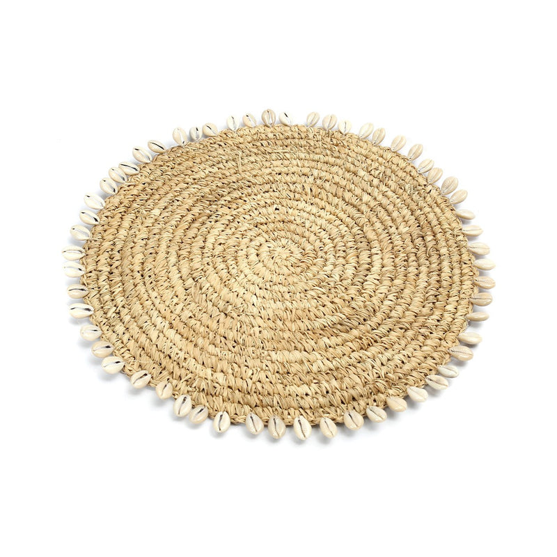 Dimensions Dessous-de-plat en raphia crocheté et coquillages 23 cm