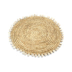 Dessous-de-plat en raphia crocheté et coquillages 23 cm