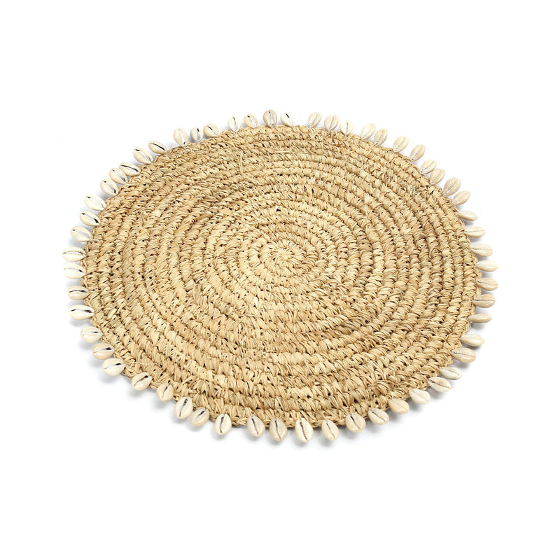 Dimensions Salvamanteles redondo de rafia natural y conchas 23 cm