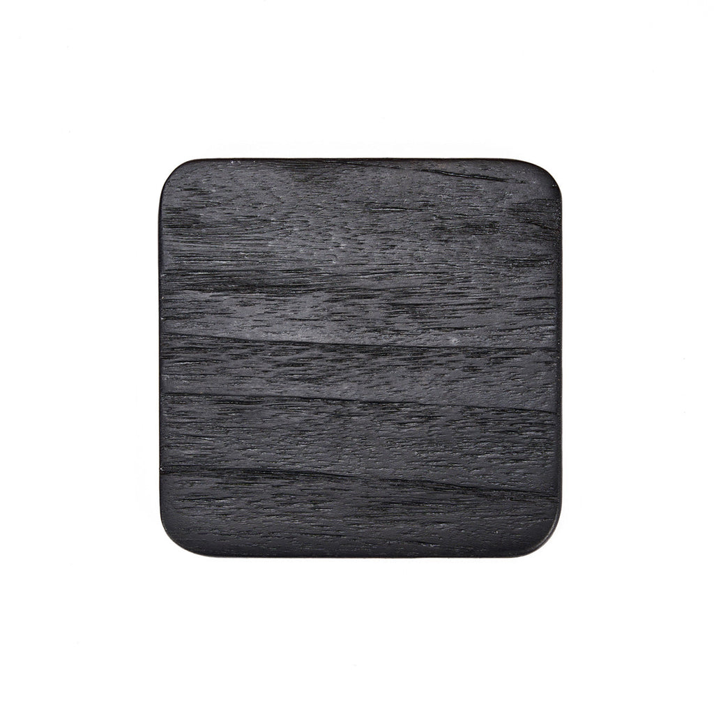 Dessous-de-verre carré en teck brossé noir 10 cm