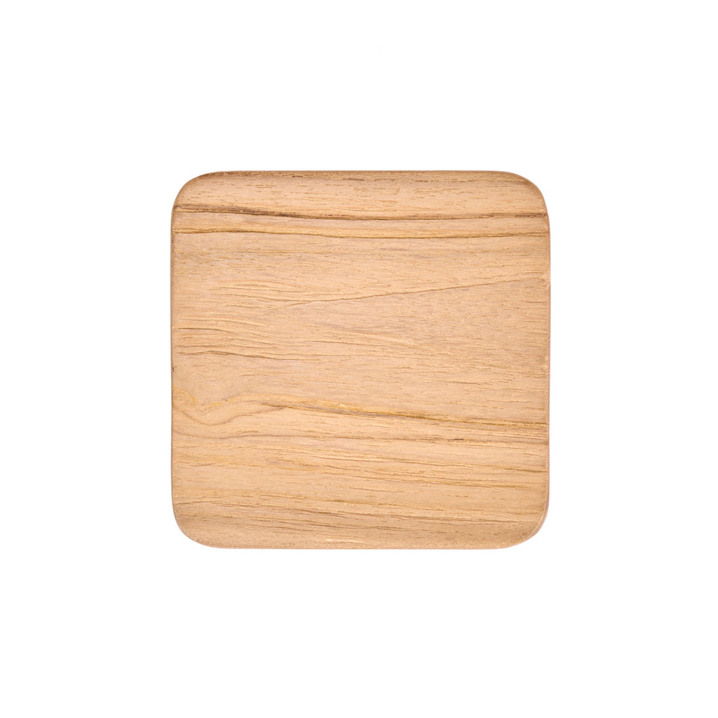 Dessous-de-verre carré en teck à grain profond 10 cm