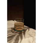 Dessous-de-verre en cordon de coton beige 12 cm en situation