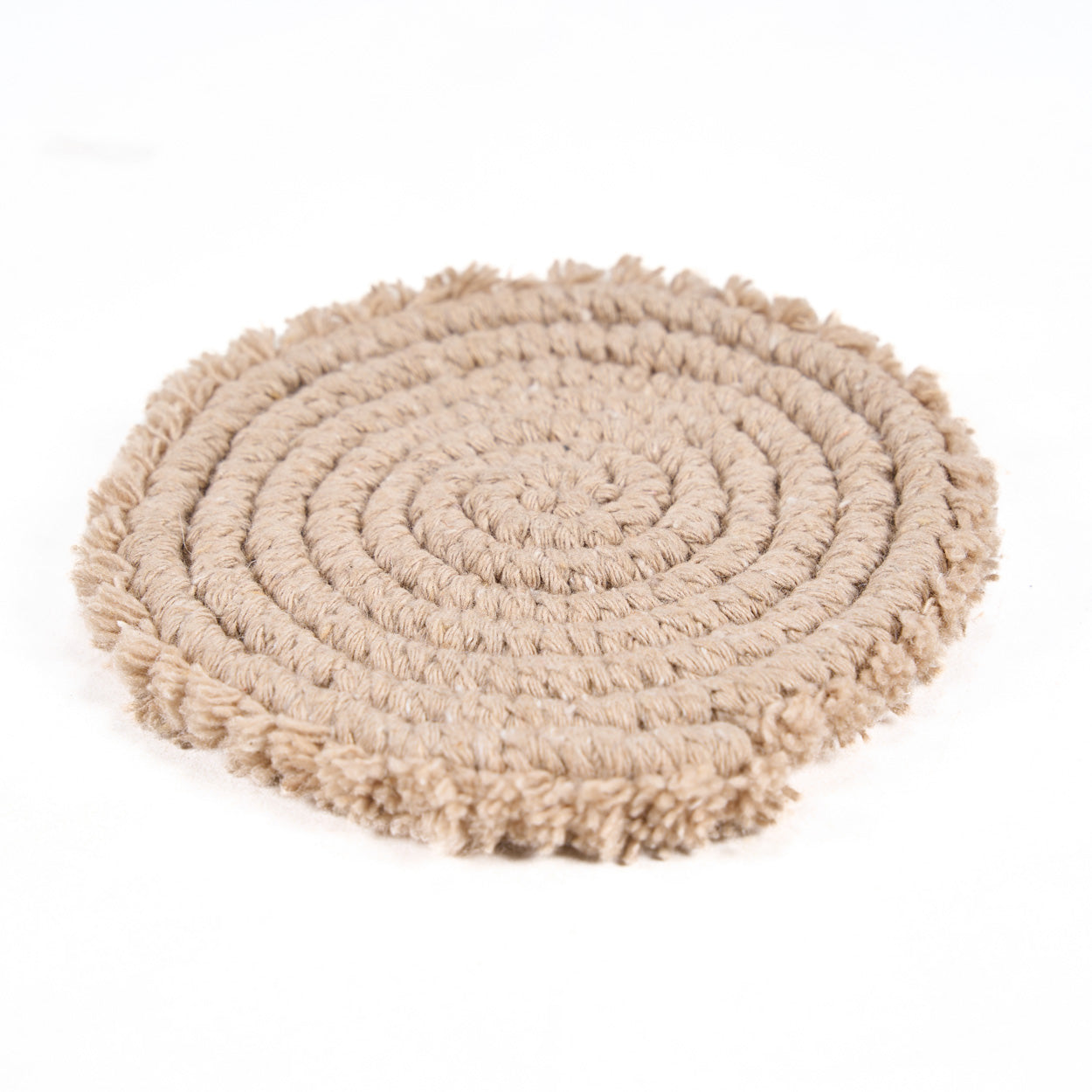 Dessous-de-verre en cordon de coton beige 12 cm, vue 3