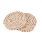 Dessous-de-verre en cordon de coton beige 12 cm, vue 4