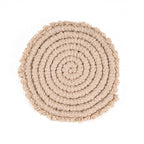 Dessous-de-verre en cordon de coton beige 12 cm