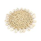 Dessous-de-verre en cordon de jonc de mer et coquillages 12 cm