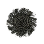 Dessous-de-verre en raphia noir à frange 16 cm