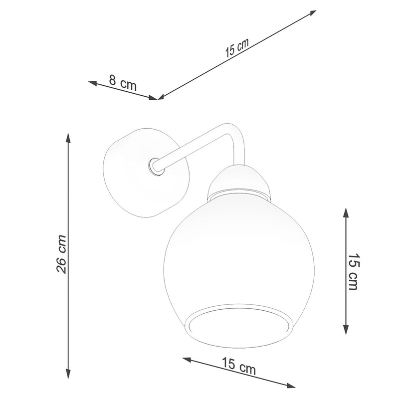 Dimensions Applique Alino verre fumé E27