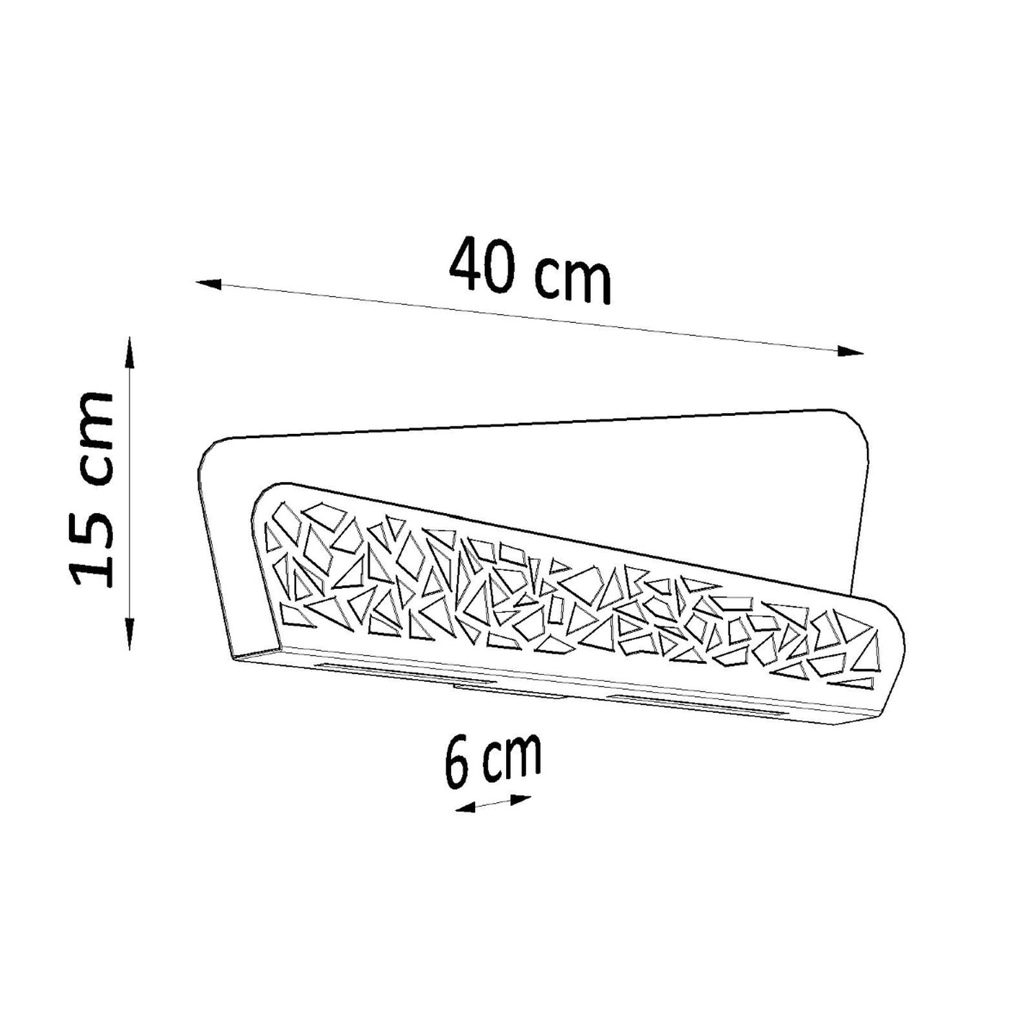 Schéma des dimensions de l'applique Aliza blanc