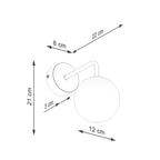 Schéma coté : Applique Astral 1 boule opale acier blanche G9