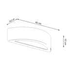 Schéma des dimensions de l'applique Atena béton : largeur 40 cm, hauteur 10 cm, profondeur 14,5 cm