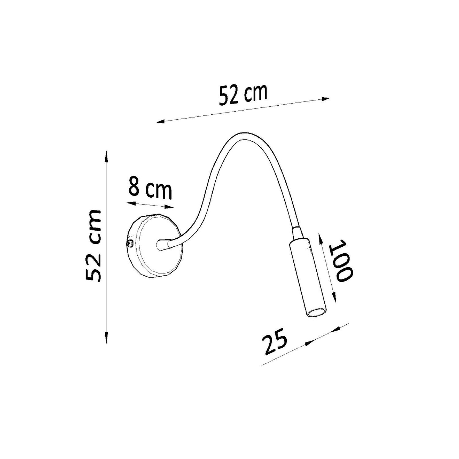 Schéma des dimensions de l'applique Axil noire
