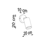Schéma coté de l'applique Berg : platine 10 cm, encombrement 20 cm