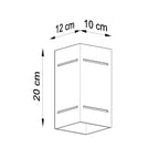 Schéma des dimensions de l'applique Blocco : hauteur 20 cm, largeur 10 cm, profondeur 12 cm