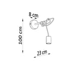 Dimensions de l'applique Edison : bras 8 cm, saillie 23 cm, câble jusqu'à 100 cm