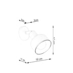 Schéma coté du Applique Elba métal blanc E27