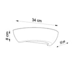 Schéma des dimensions de l'applique Oskar : largeur 34 cm, profondeur 16 cm, hauteur 8 cm