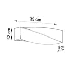 Dimensions de l'applique Sigma Mini, largeur 35 cm hauteur 12 cm profondeur 16 cm