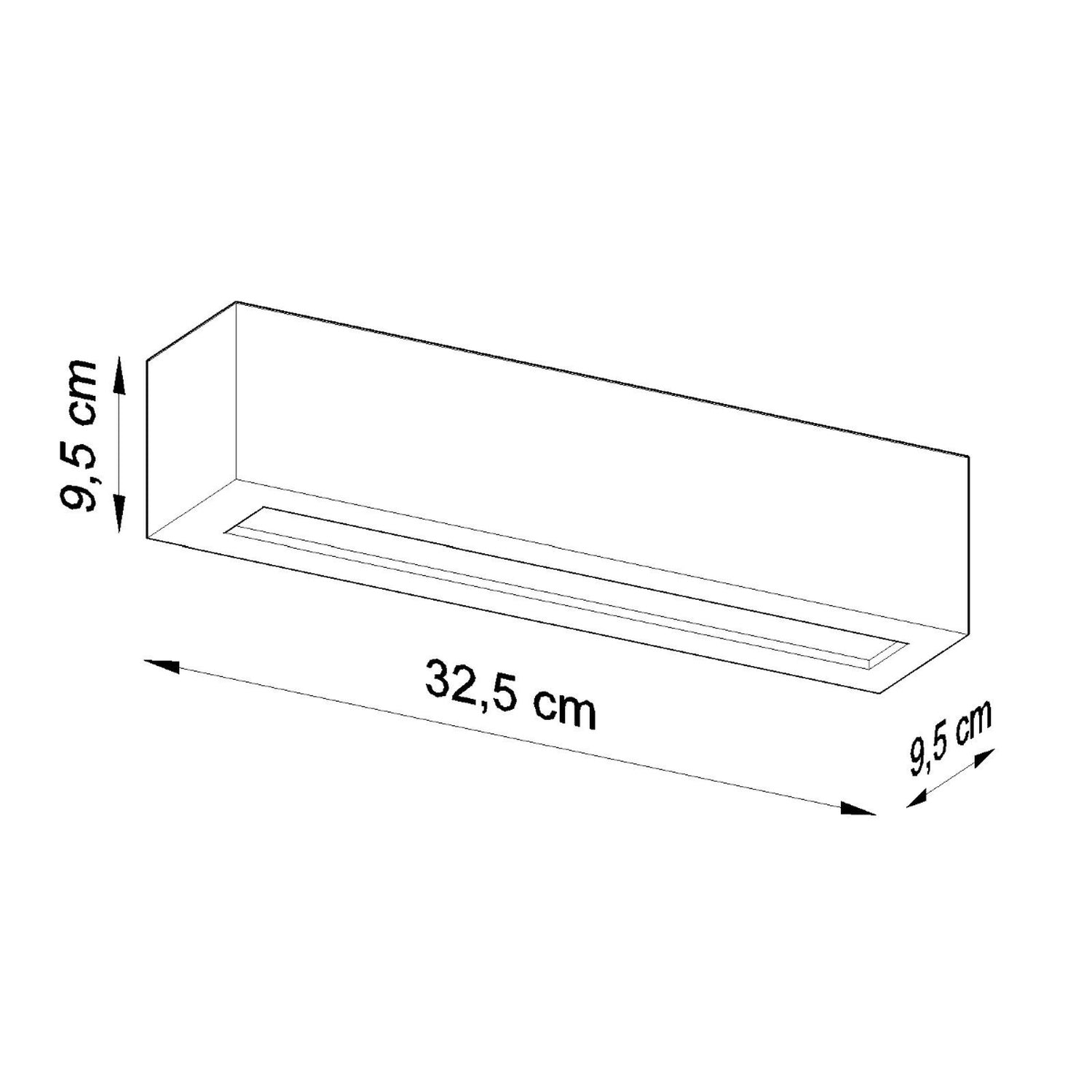 Schéma des dimensions de l'applique Vega noire