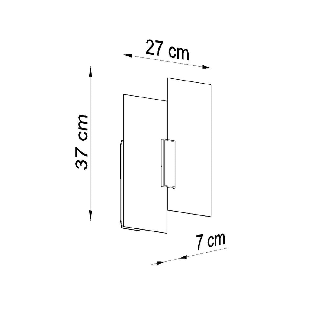 Schéma des dimensions de l'applique Fabiano : largeur 27 cm, hauteur 37 cm, profondeur 7 cm