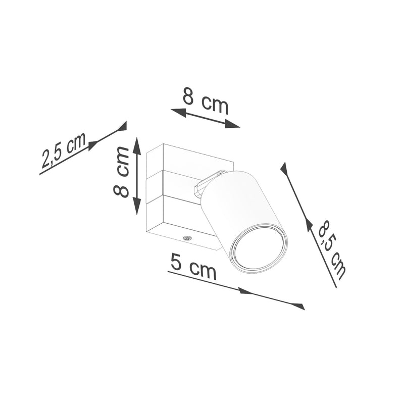 Dimensions Applique Fager bois et acier noir GU10