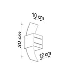Schéma des dimensions de l'applique Loreto : largeur 10 cm, profondeur 12 cm, hauteur 30 cm