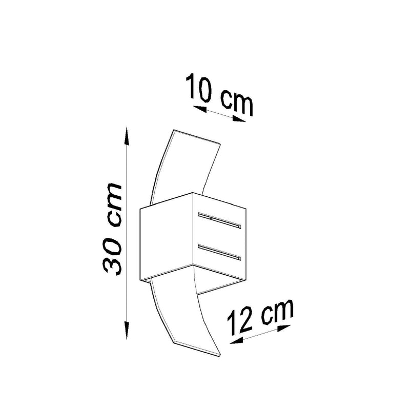 Dimensions Applique Loreto noir aluminium et verre G9