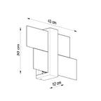 Schéma des dimensions de l'applique Feniks 1 : hauteur 30 cm, largeur 43 cm, profondeur 12 cm