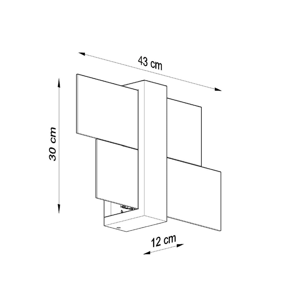 Schéma des dimensions de l'applique Feniks 1 : hauteur 30 cm, largeur 43 cm, profondeur 12 cm