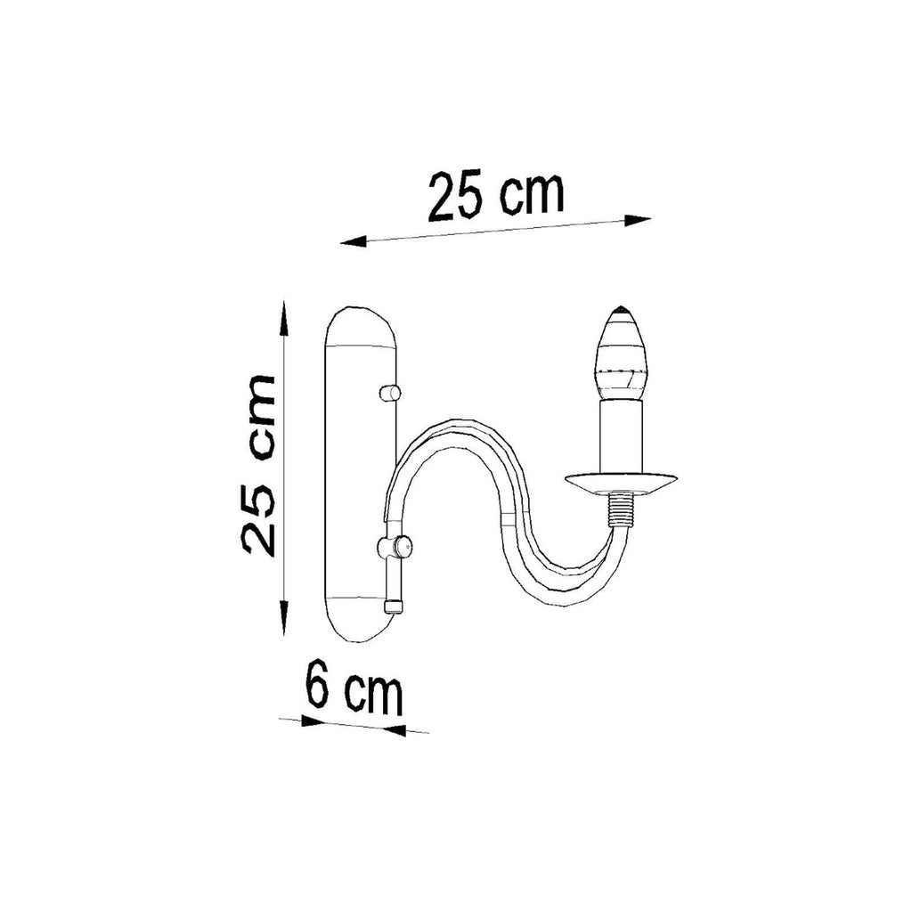 Dimensions de l'applique Minerwa, hauteur 25 cm saillie 25 cm