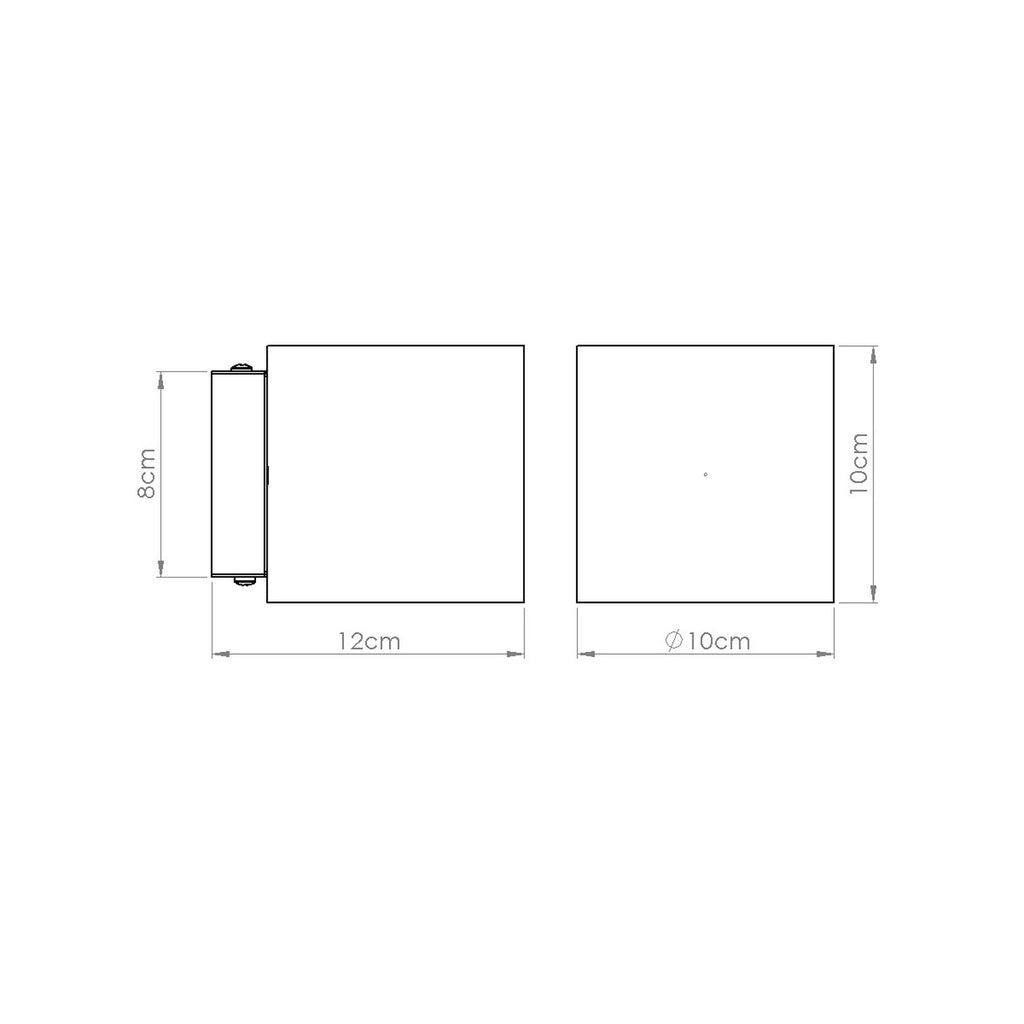 Schéma coté : Applique Orbis béton vert olive G9