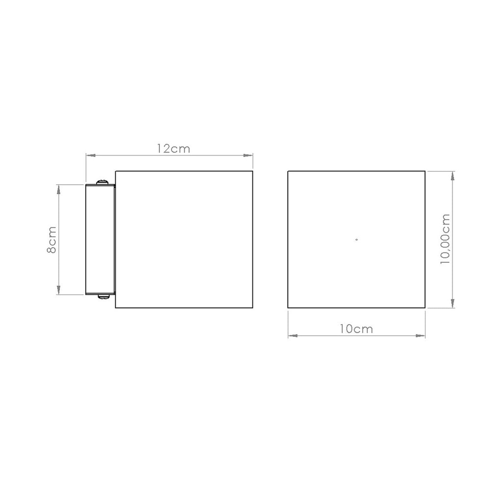 Schéma coté : Applique Quad béton vert olive G9