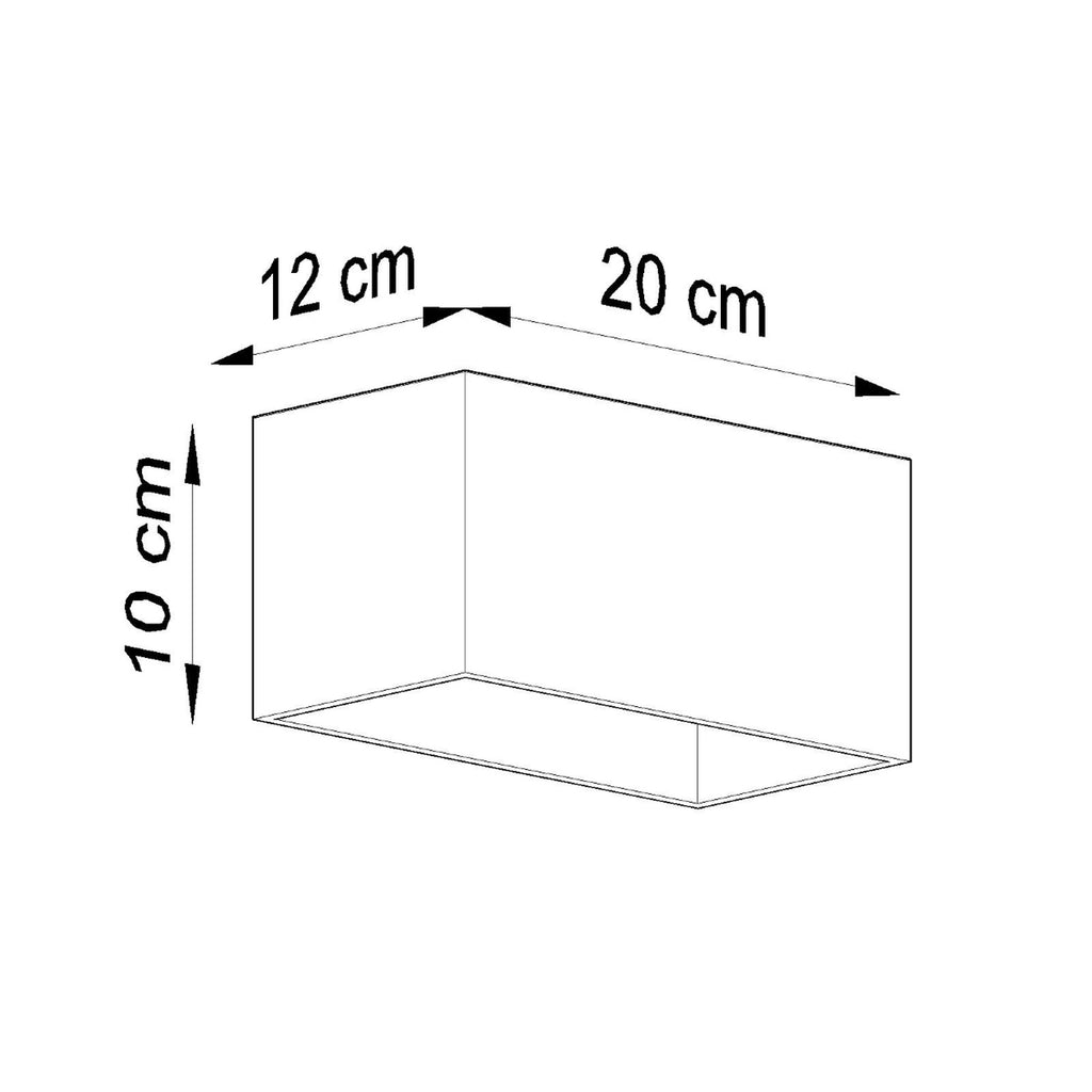 Schéma des dimensions de l'applique Quad Maxi : largeur 20 cm, hauteur 10 cm, profondeur 12 cm